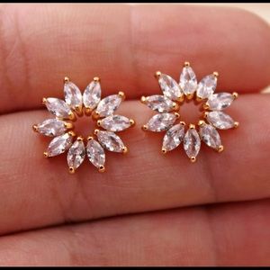 Gold Filled & Cat Eye White Zircon Stud Earrings